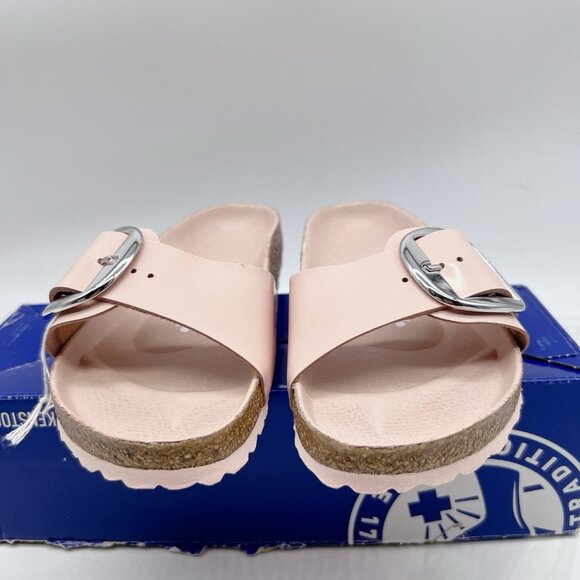 Birkenstock Madrid Big Buckle Sandal High Shine Rose Patent Leather 38 US 7- 7.5 - Picture 6 of 15
